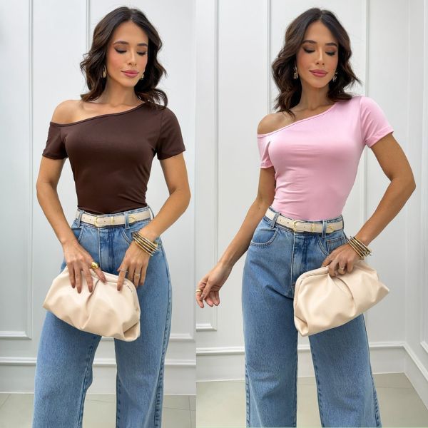 Blusa Ombro a Ombro Feminina No Suplex Modinha Dia a Dia