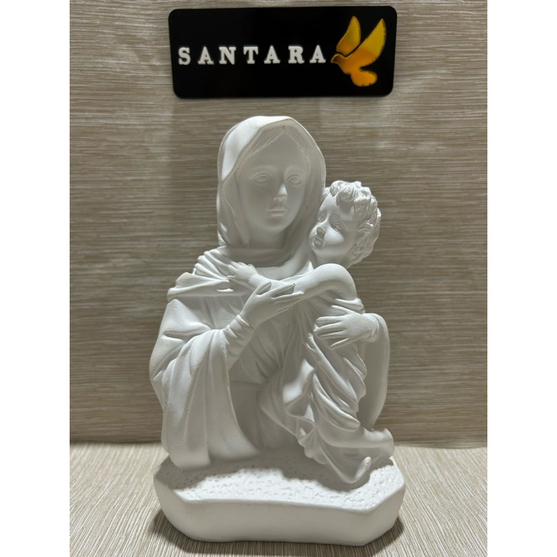 Escultura Mãe Rainha Busto 17 cm Gesso Cru