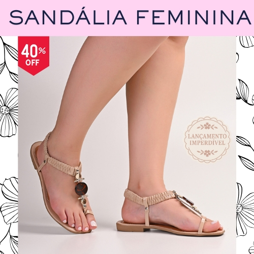 Sandália Feminina Rasteira Pedraria Confortável Moda Verão Antiderrapante Lançamento Oferta