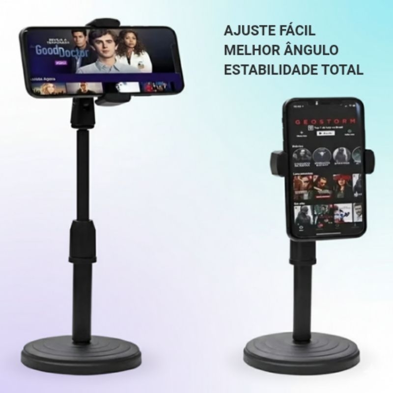 Suporte Celular e Câmera Acessório Ajustável Profissional Tripé de Mesa Mini Pedestal Articulado 360°