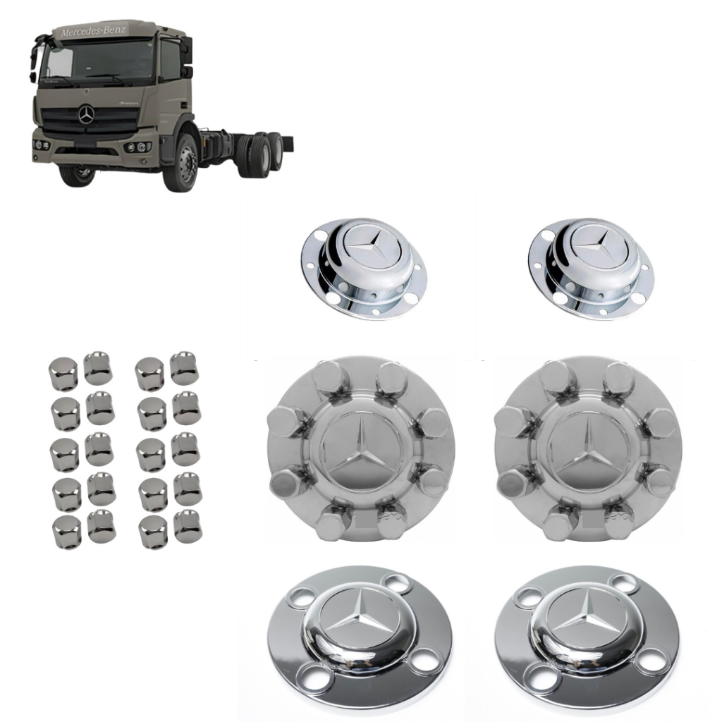 Kit Sobre Tampa Aplique Do Cubo Dianteiro/tração/truck Caminhão Mb Mercedes Atego 3x2 Rockwell
