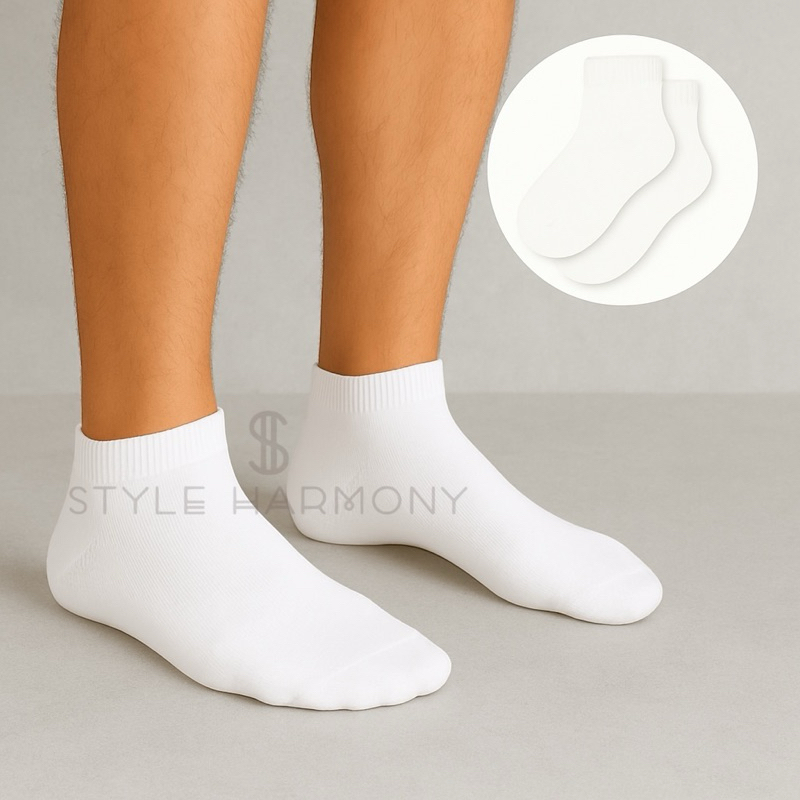 Kit 12 Pares de Meia Branca Cano Médio com Algodão Unissex
