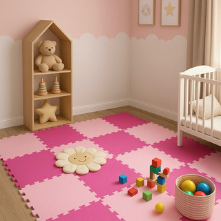 Kit 12 Tapete Tatame Eva Infantil Bebê Tons De Rosa Premium 50x50CM 1CM