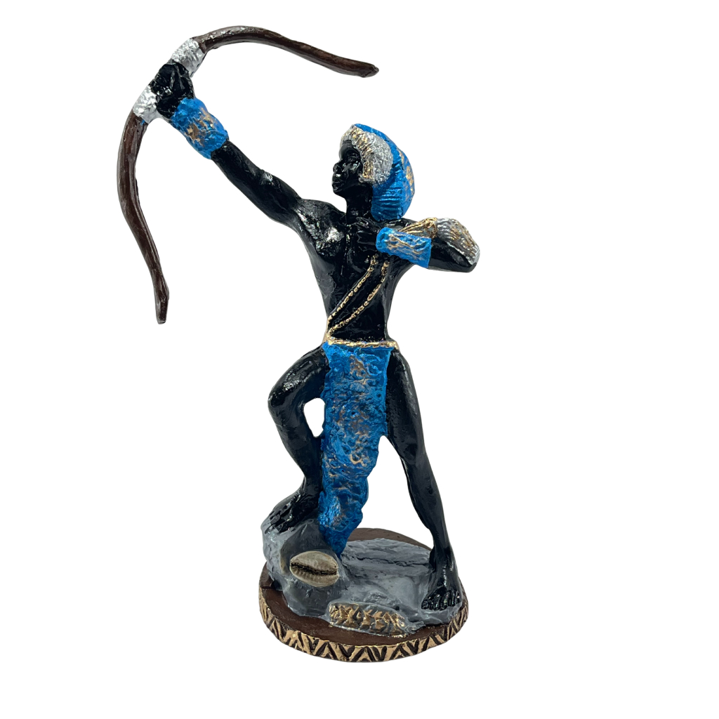 Imagem Orixá Oxóssi Azul 15cm em Resina Artesanal Umbanda Candomblé Decorativa Religiosa