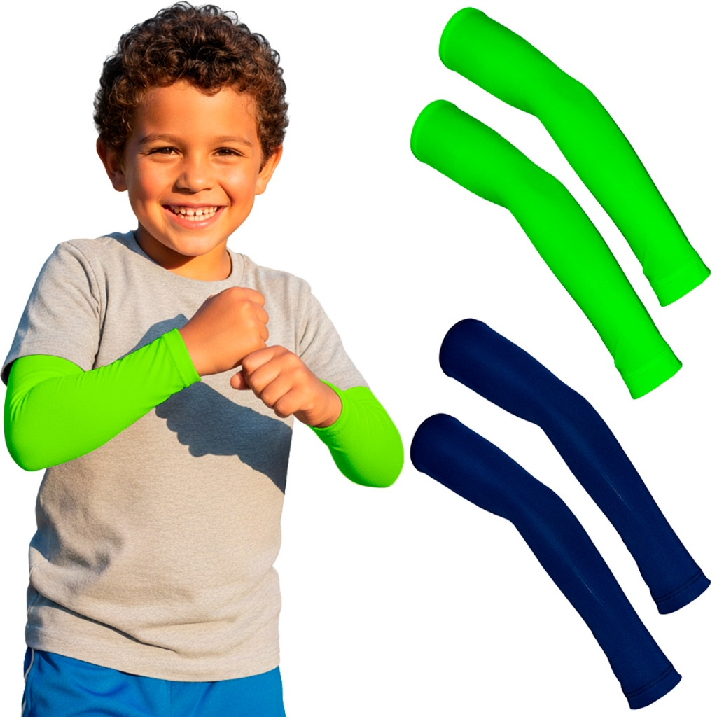 Promoção Kit 2 pares Manguito Infantil Proteção Uv50+ Futebol Esportes Vôlei Par