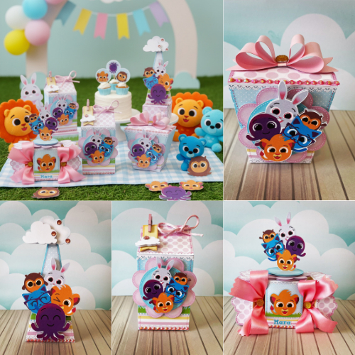 KIT MONTADO - kit personalizados BOLOFOFOS ROSA MENINA, lembrancinhas caixinhas de aniversário festa infantil