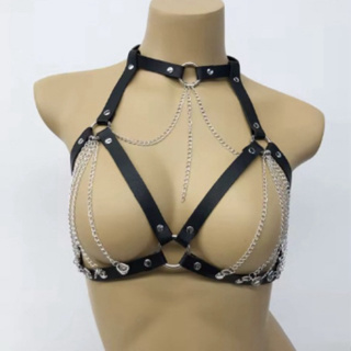 acessório Nanda harness com detalhe corrente arnês cinto alternativo punk gótico K-pop it girl festival em Oferta na Shopee