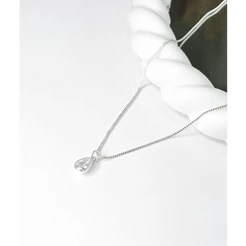 Colar Pedra Ponto de Luz Gota com Zircônias Folheado a Prata 925 Corrente Veneziana Brilho Intenso
