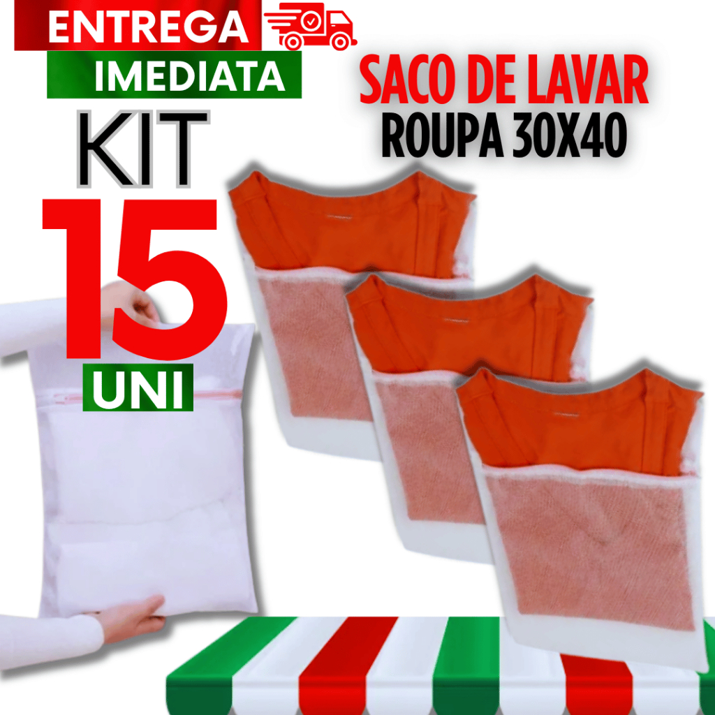 Jogo 15 Peças Sacos Saco de Lavar Roupa 30X40 Sacos Lavadora Maquina Roupa Delicada Intima Tanquinho