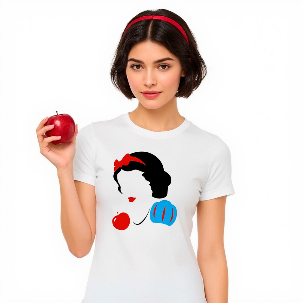 Camiseta Branca de Neve Disney 5 Estilos Diferentes Princesa Fashion Feminina Criativa Presente