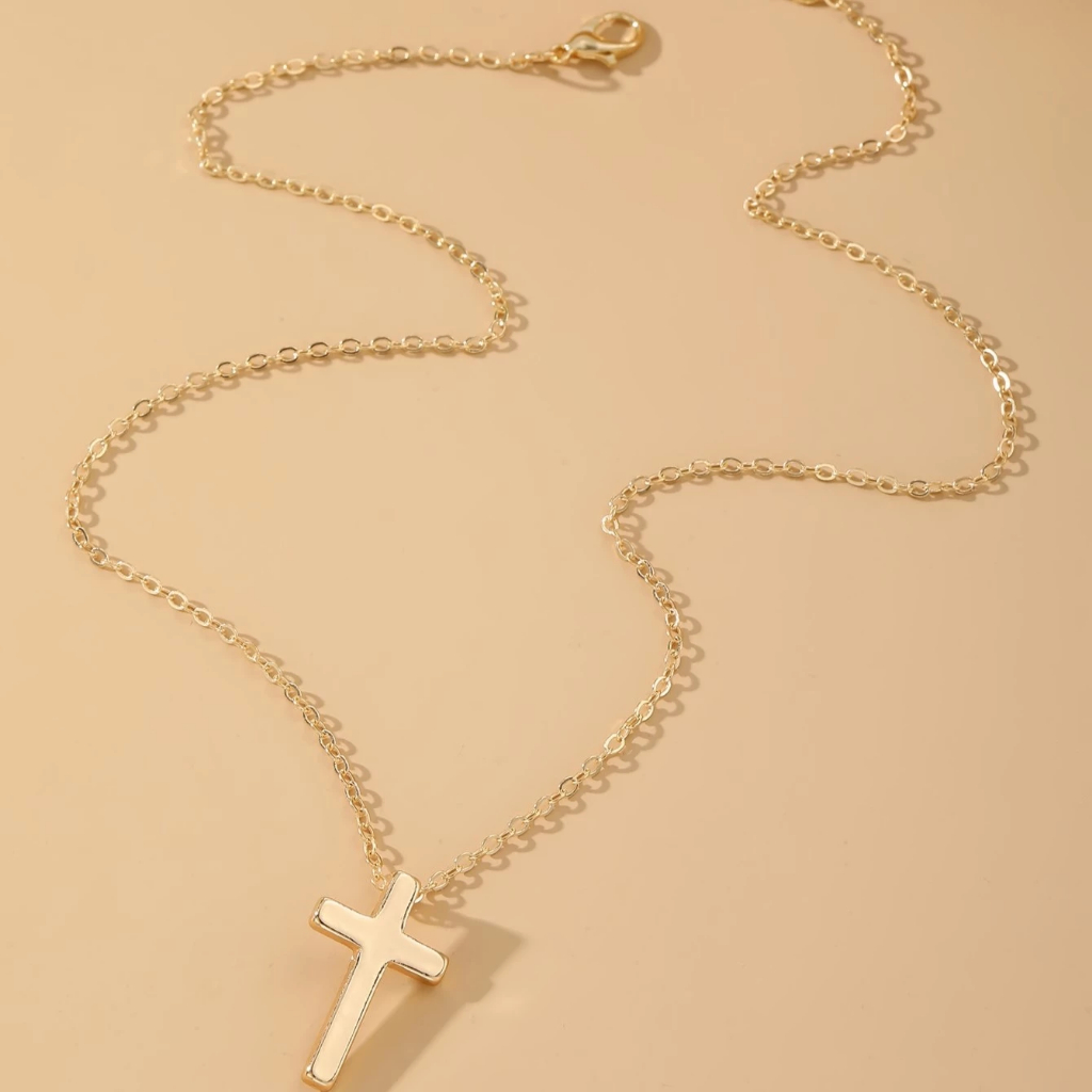 Colar Corrente Pingente Nossa Senhora Aparecida Terço Folheado Dourado Cruz Unissex Gargantilha Banhada a Ouro 18K