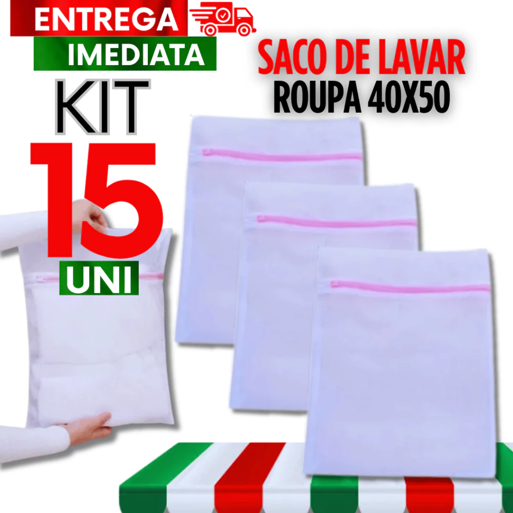 15 Sacos Saco de Lavar Roupa 40X50 Roupa Delicada Intima Tanquinho Qualidade Sacos Lavadora Maquina