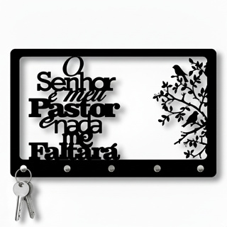 Porta Chaves de Parede O Senhor é meu Pastor Salmo 23 Religioso MDF 3mm + Fita 3M Pronta Entrega em Oferta na Shopee