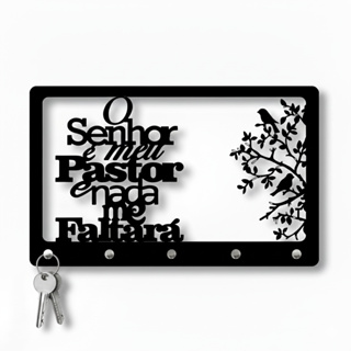 Porta Chaves de Parede O Senhor é meu Pastor Salmo 23 Religioso MDF 3mm  Fita 3M Vários Modelos em Oferta na Shopee
