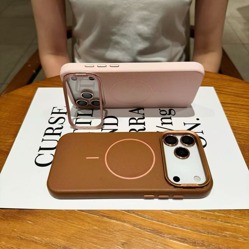 TOP Capa capinha iPhone 17 iPhone 17 Pro iPhone 17 Air iPhone 17 ProMax Suporte de textura couro filme lente magnética em Oferta na Shopee