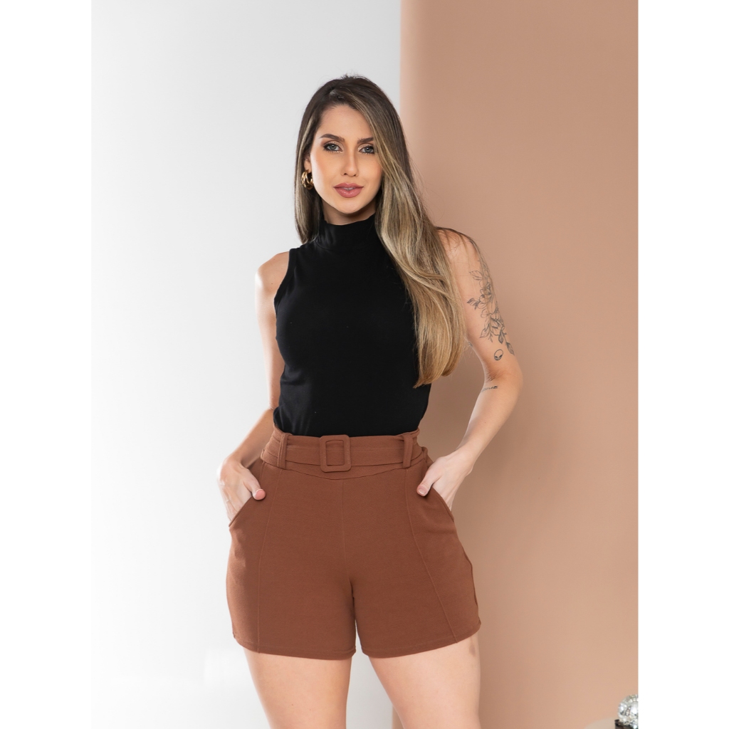 MODAS GENESIS J. SHORT FEMININA ELASTANO CINTURA ALTA ENVIO IMEDIATO