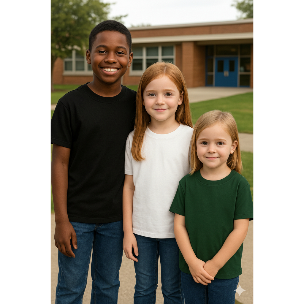 Camiseta Básica Infantil Lisa P/ Criança Unissex Algodão Kit C/ 1, 2, 3 ou 4 Und - Cores Sortidas