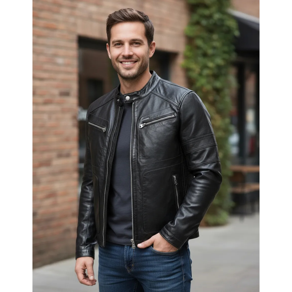 JAQUETA COURO LEGITIMO BOVINO LANÇAMENTO ADJAN COUROS