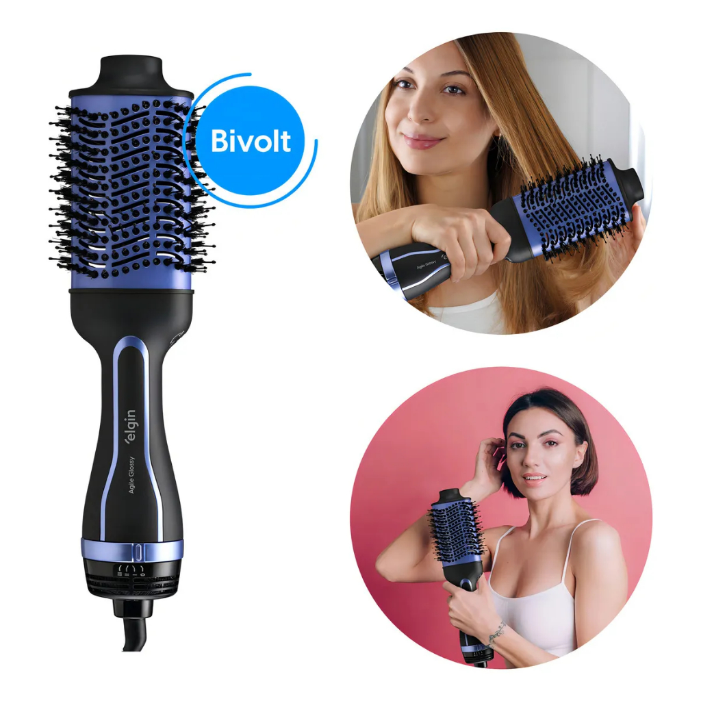 Escova Secadora De Cabelos Agile Glossy 3 em 1 Bivolt 1300W Elgin
