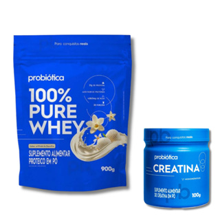 Kit 1x Creatina 100g + 1x Whey Refil 900g Sabores Diversos Probiotica em Oferta na Shopee