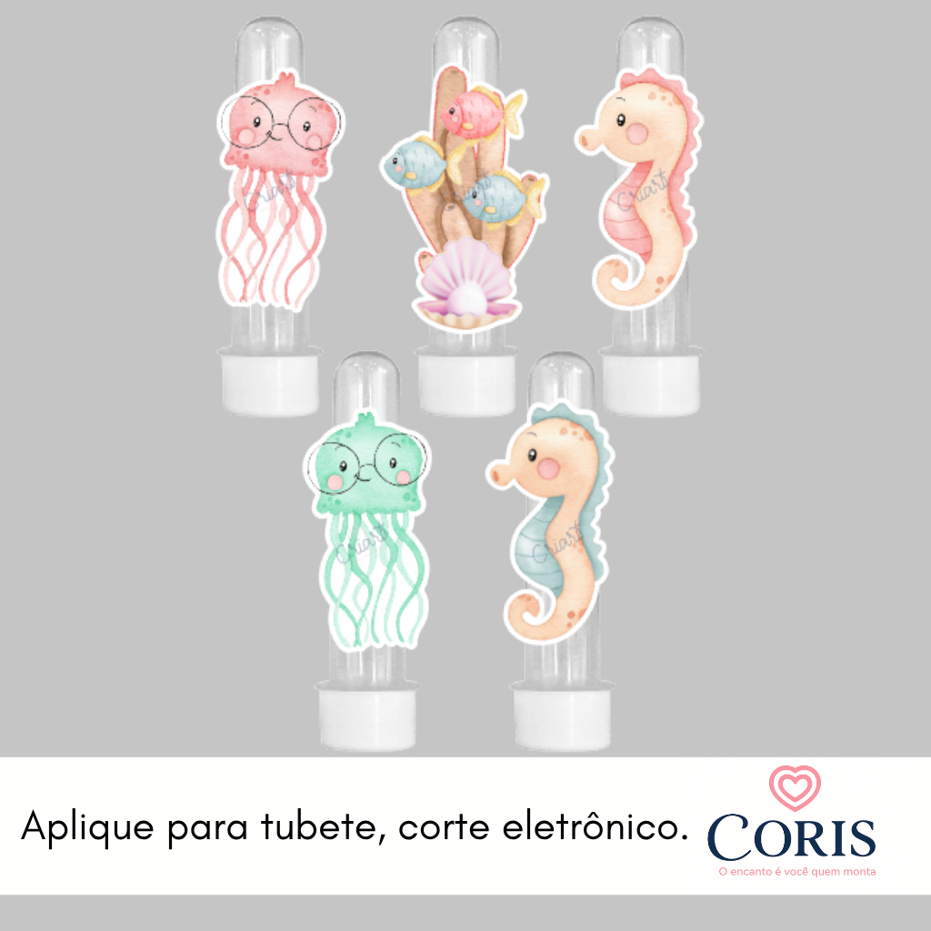 Aplique para tubete  - Fundo do mar em Oferta na Shopee