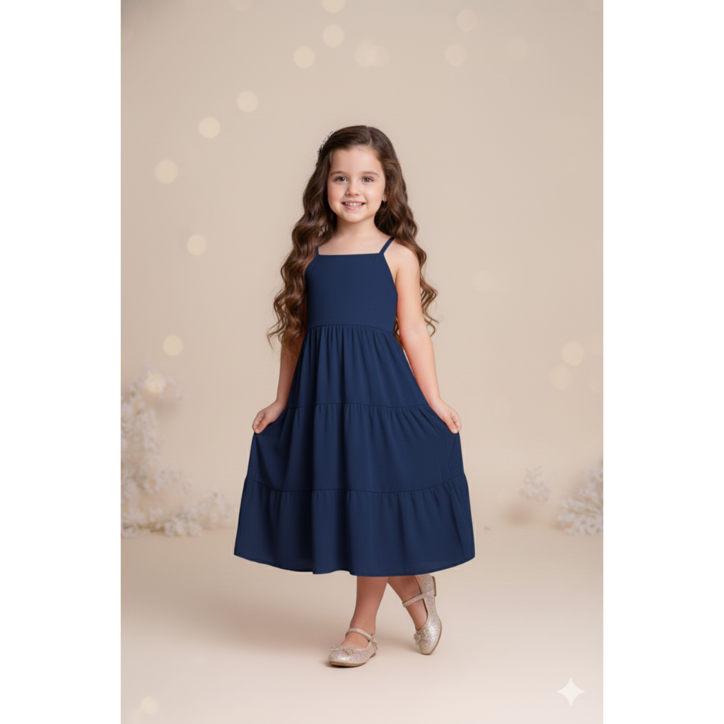 Vestido Longo Moda Infantil Lançamento Tendência Midi Menina Moda Evangelica Blogueirinha Juvenil