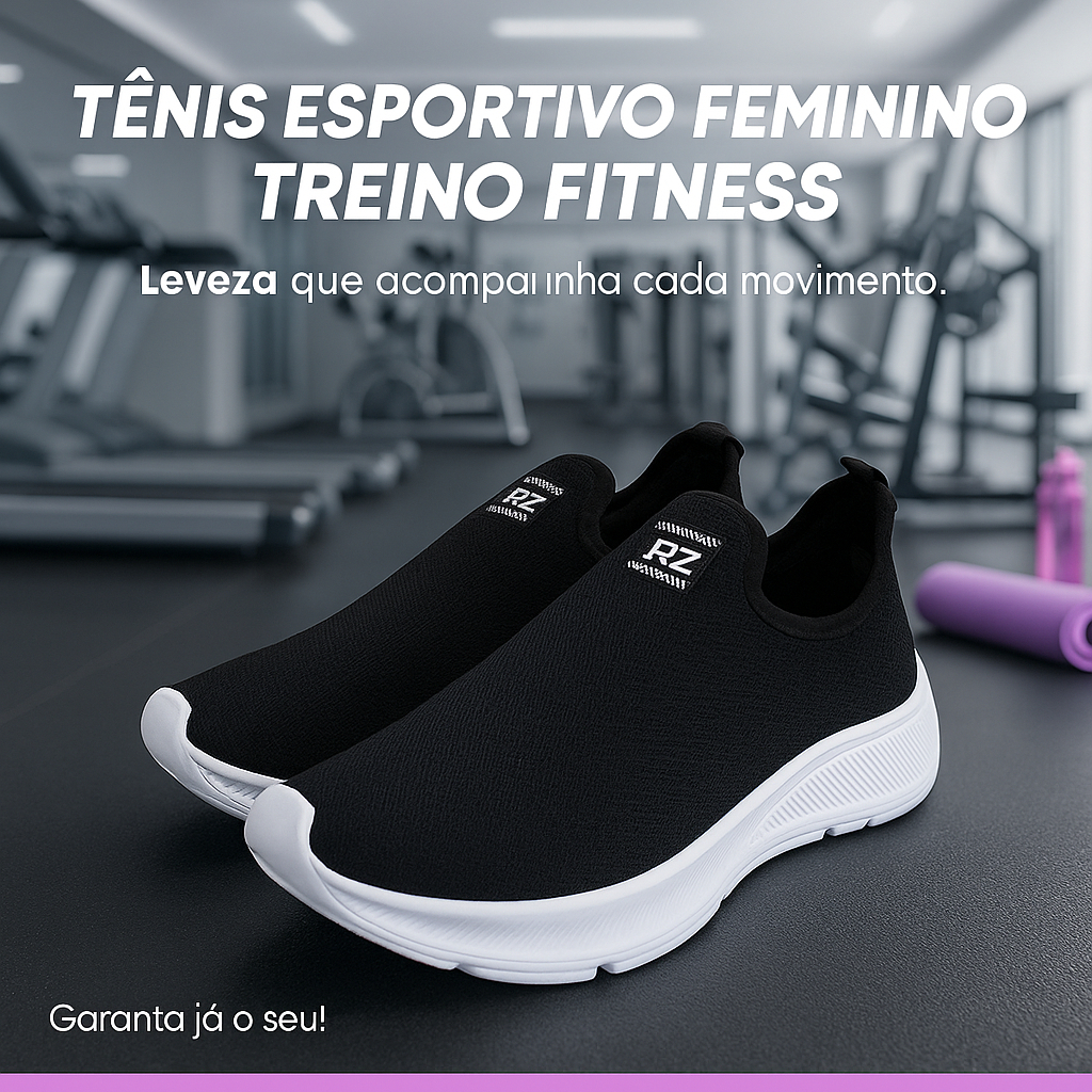 Tênis Feminino Preto De Treino - Leveza que Acompanha Cada Movimento 34 ao 44 - Garanta já o Seu! em Oferta na Shopee