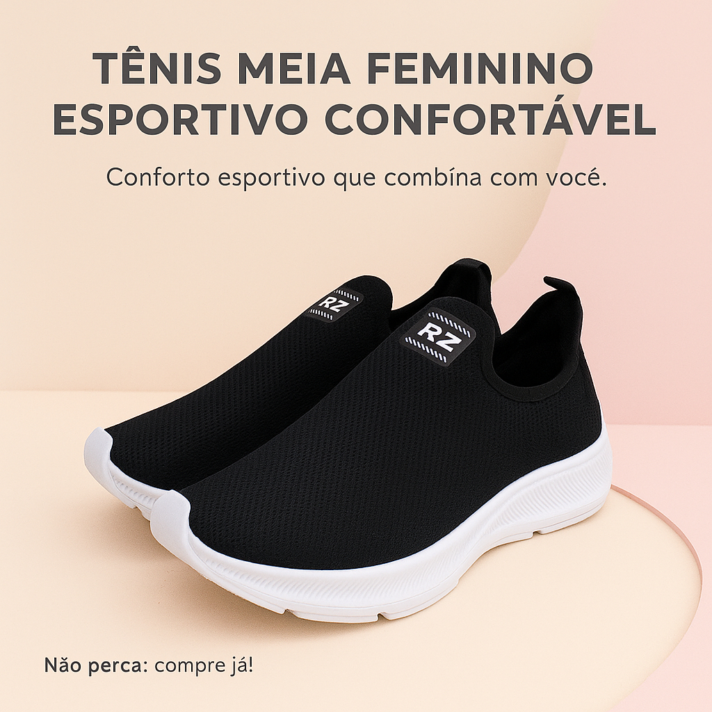 Tênis Meia Feminino - Esportivo, Confortável, Leve e Flexível 34 ao 44 - Compre já