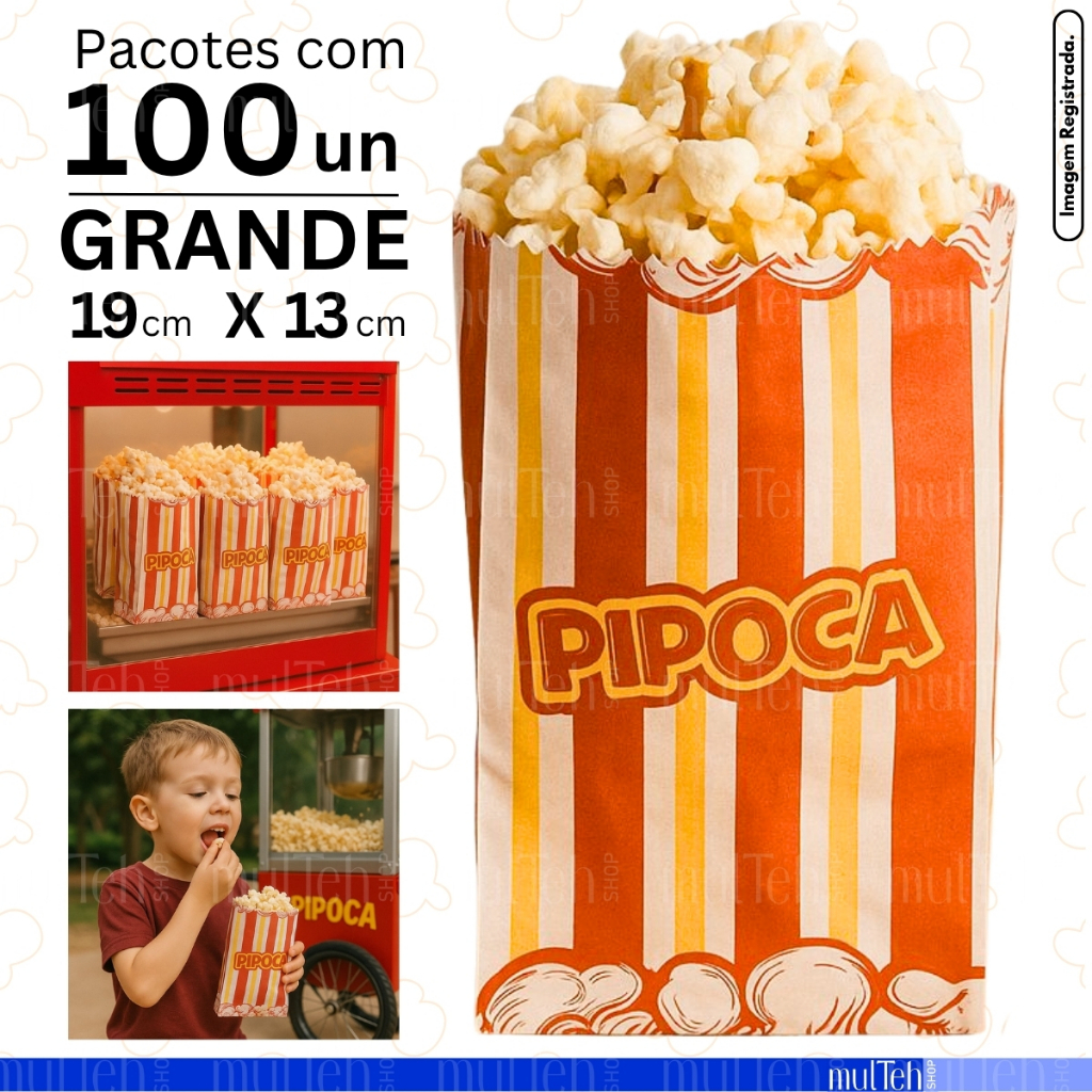 Saquinho de Pipoca Grande Premium Retro Classico Saco Papel Decorado Com Listras Festa Junina em Oferta na Shopee