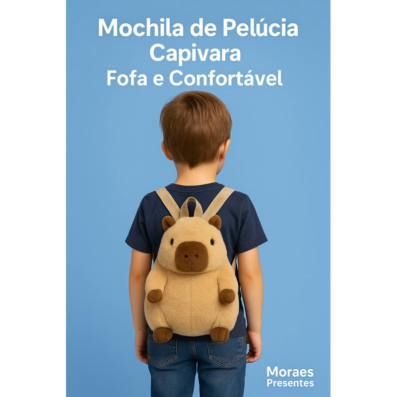 Mochila de Pelúcia Capivara Infantil – Fofa e Confortável