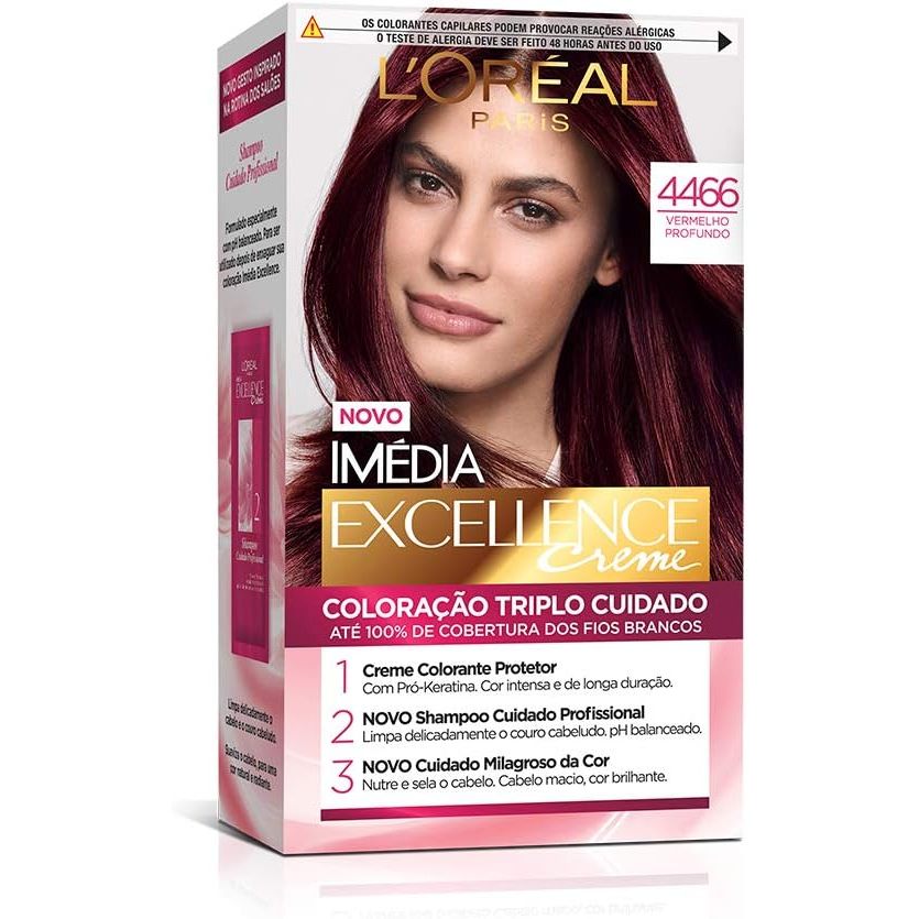 Tinta De Cabelo Imédia Excellence 4466 Vermelho Profundo em Oferta na Shopee