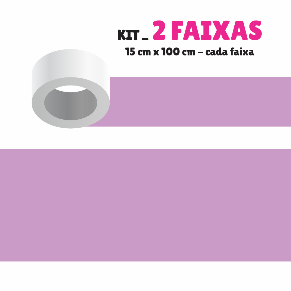Kit com 2 Faixas Adesiva Border Faixa Adesiva Decoração Para Sala Quarto Infantil - LILÁS AIFX40