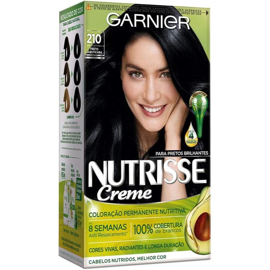 Tinta De Cabelo Nutrisse Creme 210 Preto Jabuticaba em Oferta na Shopee