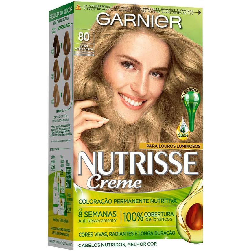 Tinta De Cabelo Nutrisse Creme 80 Pátria Amada Louro em Oferta na Shopee