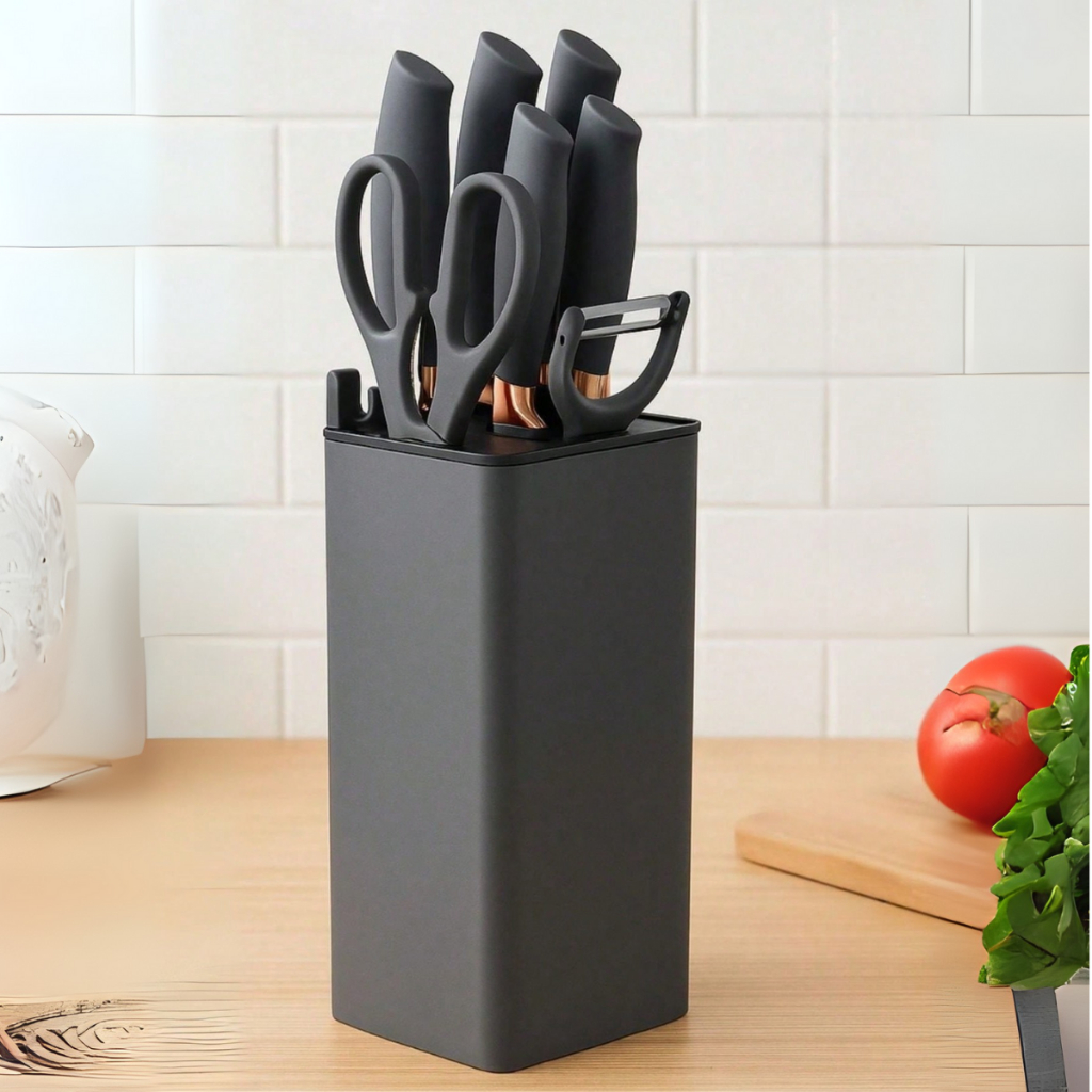 Kit Facas de Cozinha com Suporte 8 Peças Conjunto Facas Cozinha Profissional
