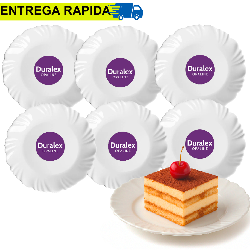 Jogo Prato de Sobremesa 06 Unidades Nadir Duralex em Vidro Kit Petala Branco Resistente Padaria em Oferta na Shopee