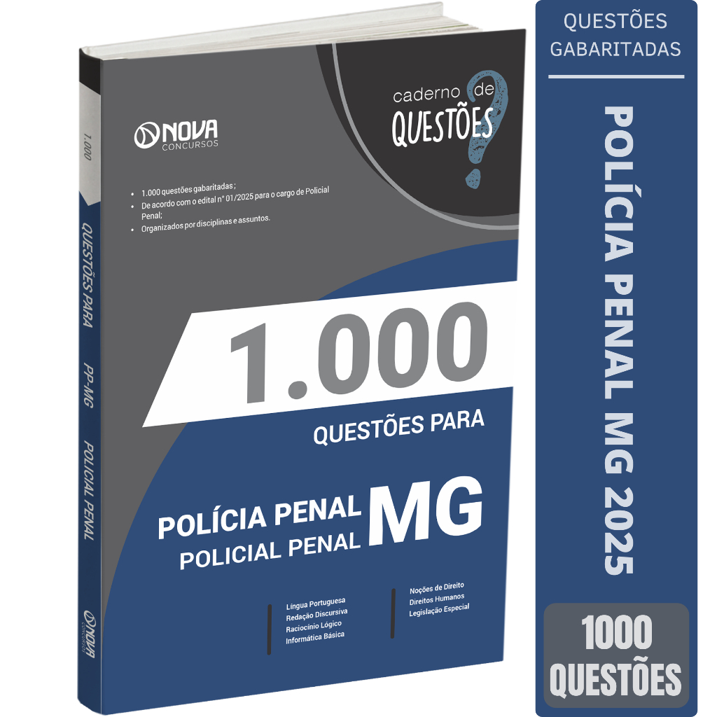 Imagem Caderno de 1000 Questões Gabaritadas Polícia Penal MG (PP-MG)