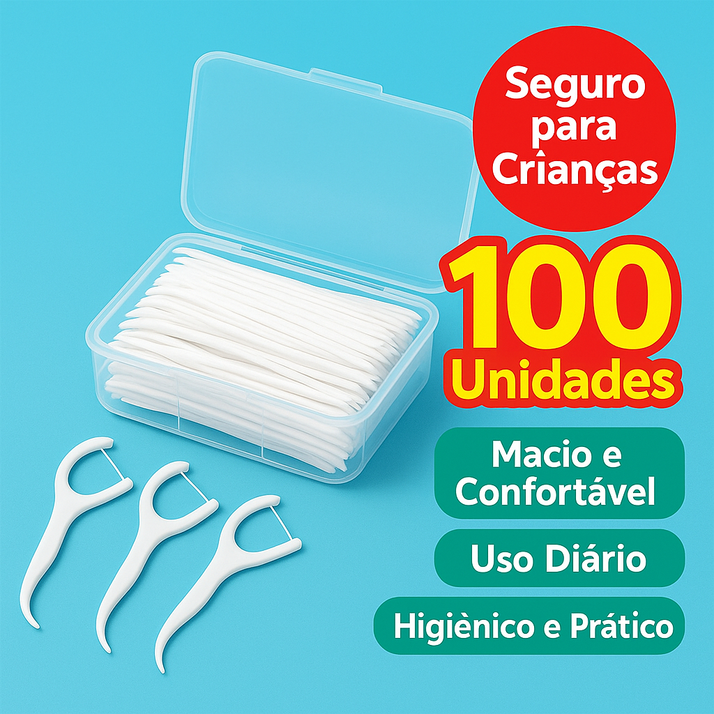 Kit 50/100/200/300 Unidades de Fio Dental Infantil em Formato de Arco Ultra Fino Para Limpeza Eficaz