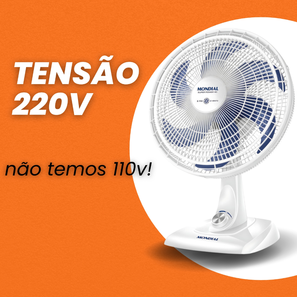 VENTILADOR MONDIAL DE MESA 40CM VSP-40-W BRANCO 220V SUPER POWER