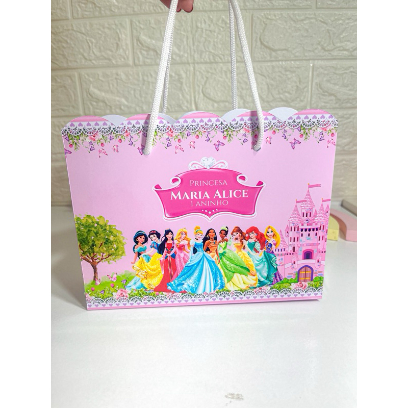 Sacola personalizada princesas Disney (PEGUE E MONTE) sacolinhas mimos lembrancinhas festa
