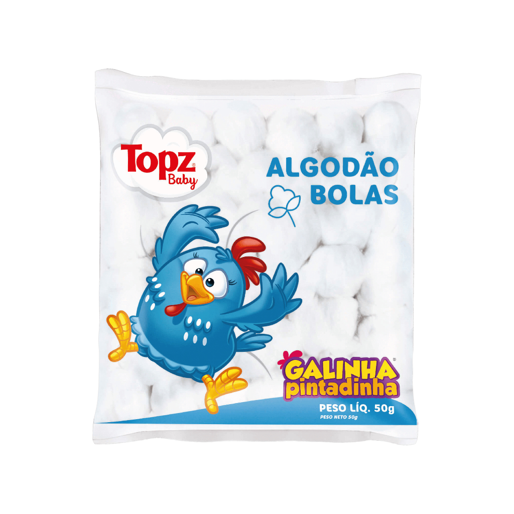 Algodão Bolas Topz Baby Galinha Pintadinha Com 50g em Oferta na Shopee