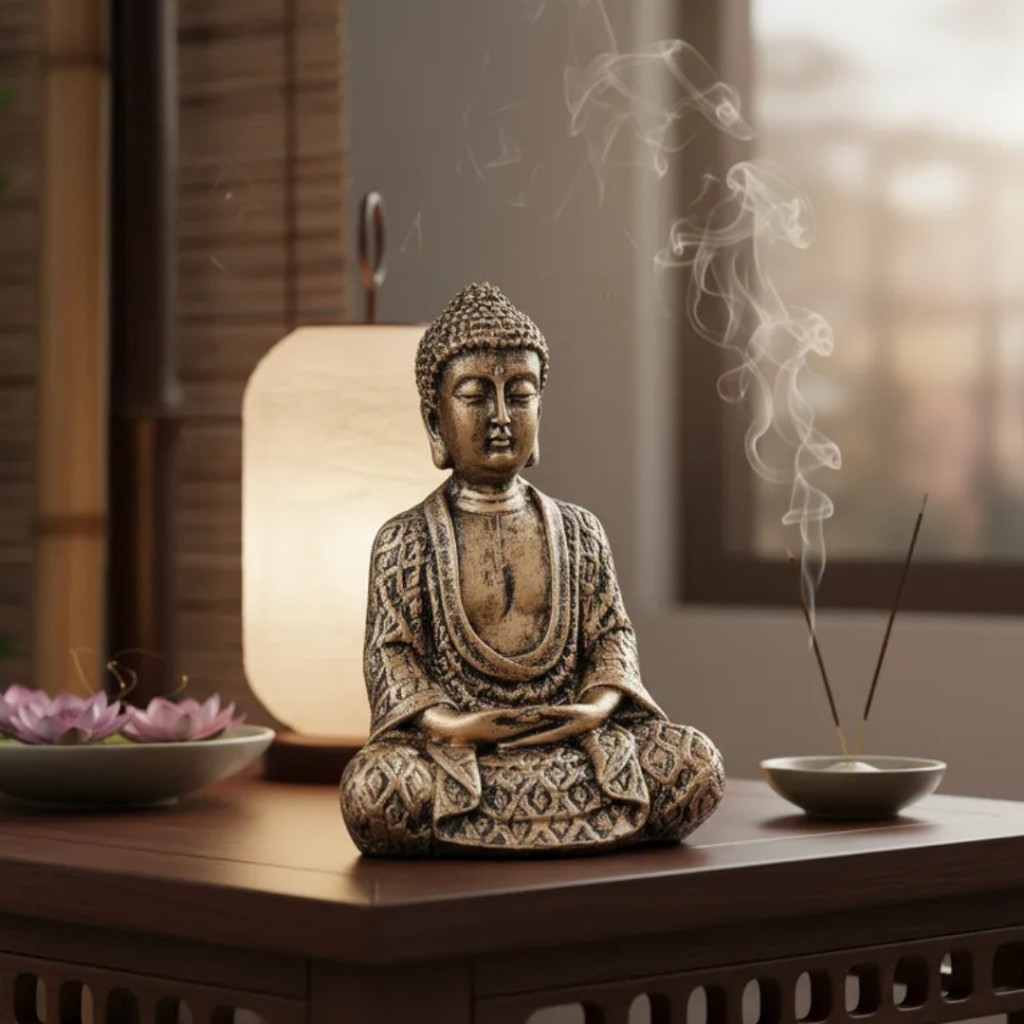 Imagem Estátua de Buda Hindu em Resina 23cm de Serenidade e Elegância Meditação Presente Zen