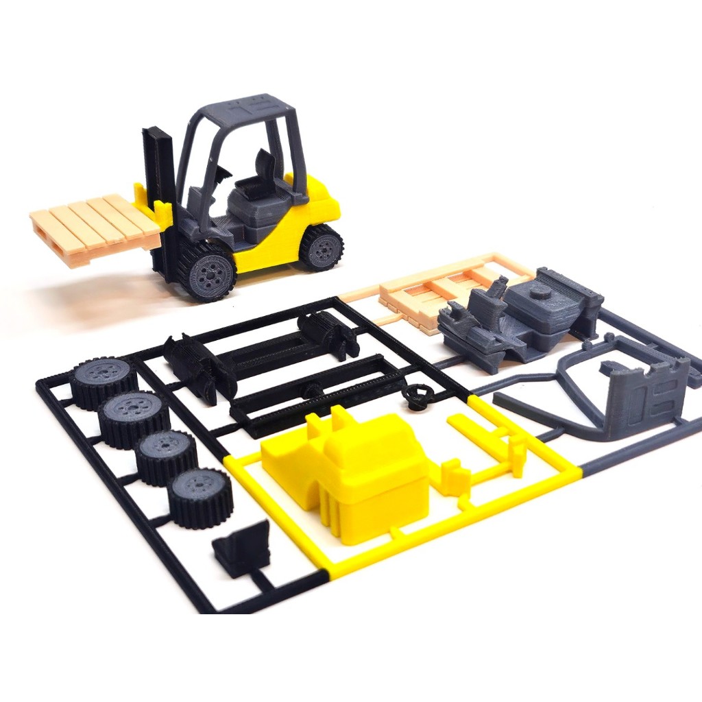 Empilhadeira Miniatura Veículo Industrial Logística | Kit Card 3D para montar Decoração Mesa