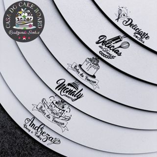 Kit  10 Cake Board Personalizado com Logo MDF Branco 3mm Confeitaria em Oferta na Shopee