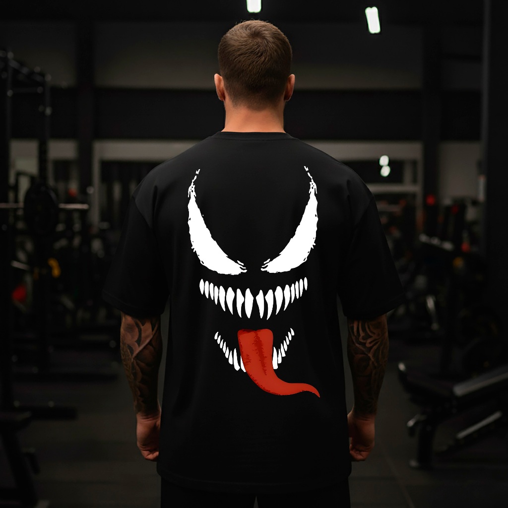 Camiseta Oversized Malha Grossa Academia Estampa Venom Blusão Bom Caimento Largo Grande Promoção