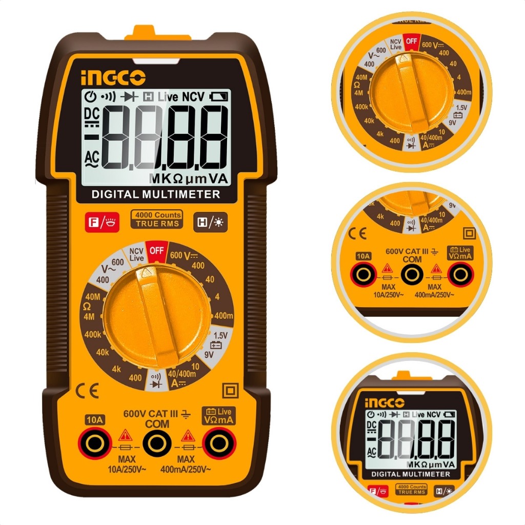 Multímetro Digital Profissional Ingco Amperímetro Multimeter Teste Diodo Resistência True Rms Bip