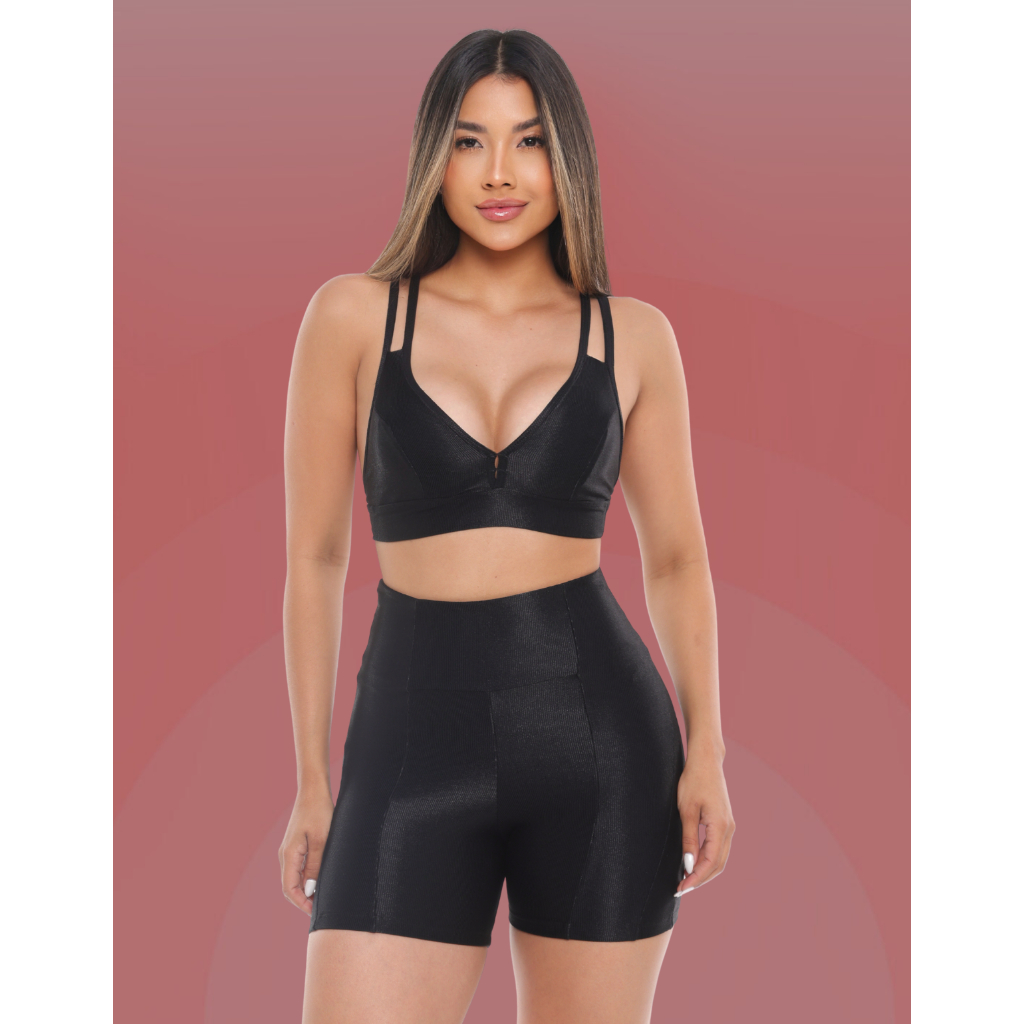 Conjunto Fitness | Bermuda curta +  Top Para Treino Academia  | Zero Transparência