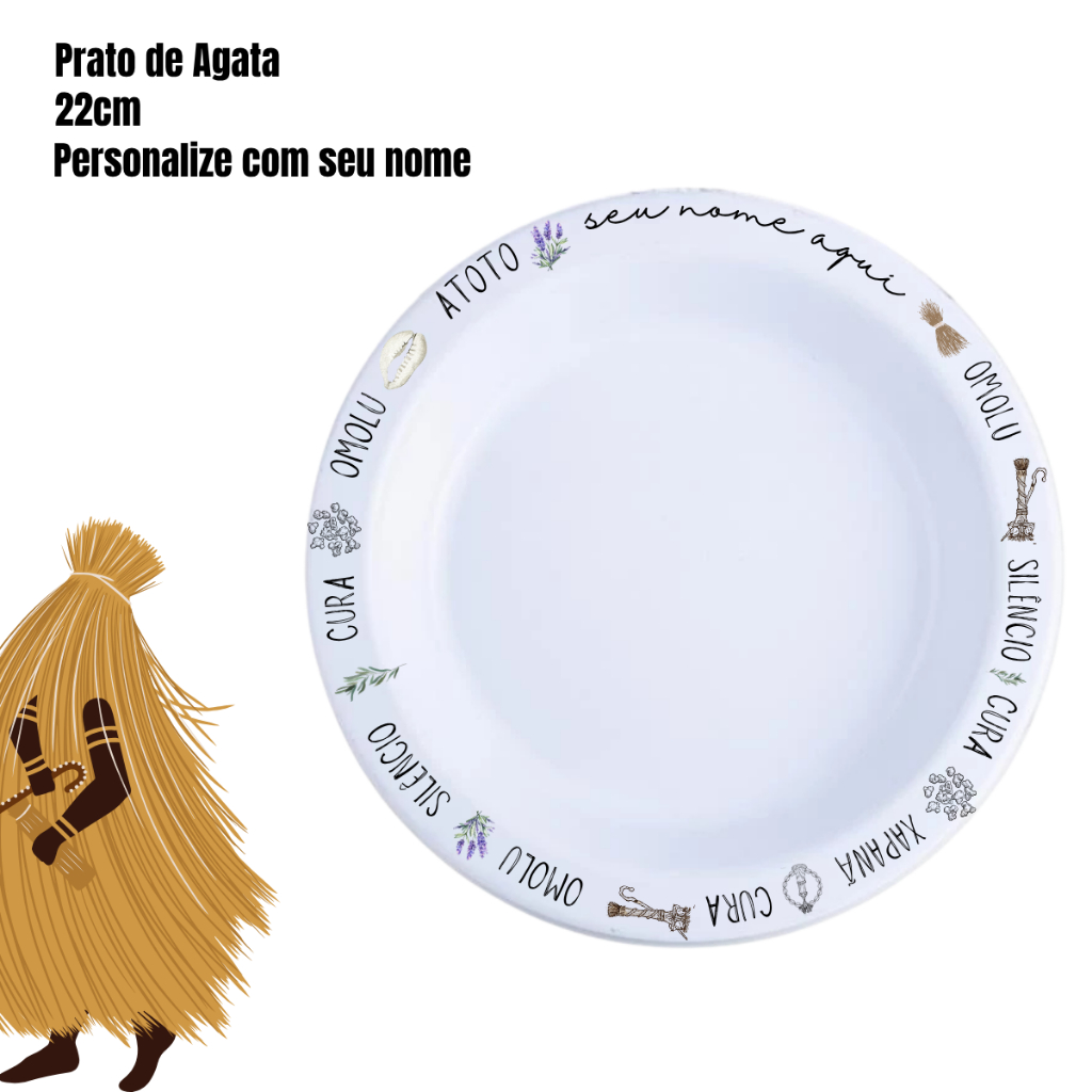 🪶 KIT CANECA DE ÁGATA + PRATO PERSONALIZADO DE OMOLU | UMBANDA • CANDOMBLÉ • RELIGIÃO AFRO-BRASILEIRA