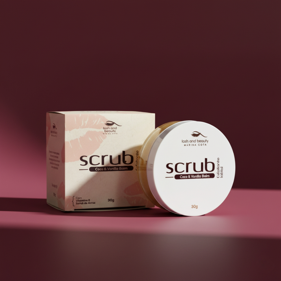 Scrub Coco & Vanilla Balm Esfoliante Labial Micro Grãos de Arroz, Hidratante Revitalizante