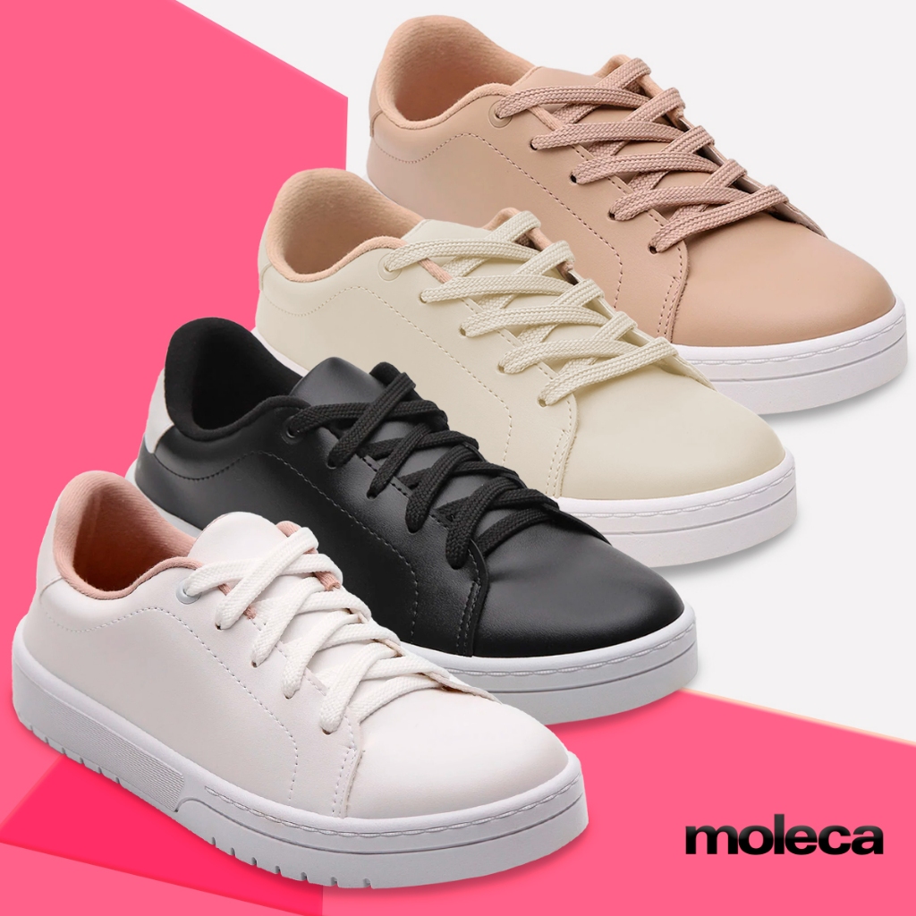 Tênis Moleca Feminino Moda Casual Básico Passeio Leve Confortável Ultra Conforto Urbano Versátil Clássico Palmilha Macia